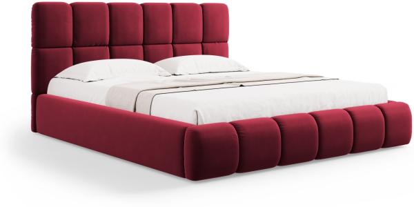 Micadoni Stauraumbett mit Kopfteil Bellis Samtstoff Bluvel Rot 180x200
