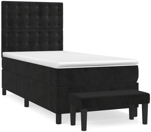 vidaXL Boxspringbett mit Matratze Schwarz 80x200 cm Samt 3138051 Bild 2