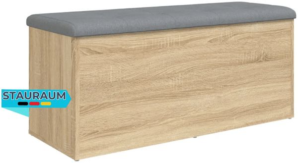 Sitzbank JONA mit Stauraum Sonoma-Eiche 102x42x45 cm | Aufbewahrungsbank Flurbank Garderobenbank