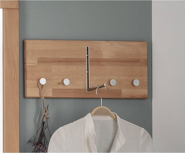 Wandgarderobe Hakenleiste KIRSA 50 cm Kernbuche massiv geölt