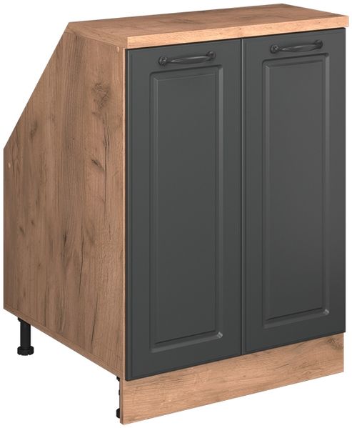 Küchenschrank für Dachschrägen R-Line Anthrazit Landhaus 60 cm mit 2 Türen, Schrankkorpus 60 cm Tiefe Vicco