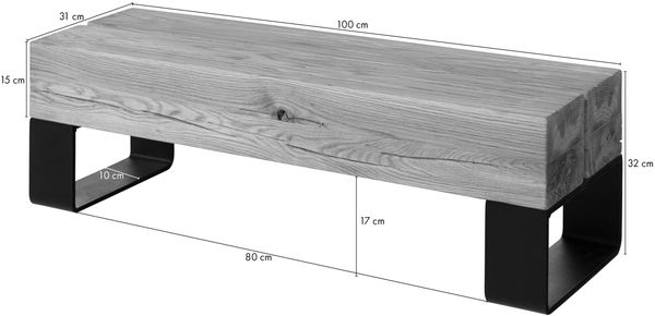 Bank Eiche 100x31x32 natur geölt LOUNGE COLLECTION #07 Bild 7