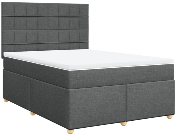 vidaXL Boxspringbett mit Matratze Dunkelgrau 160x200 cm Stoff 3291332