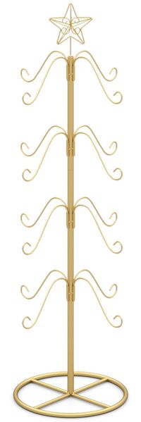 Weihnachtsstrumpfhalter Displaybaum mit 16 Haken & Sternspitze Ornament-Hängegestell Metallständer Golden
