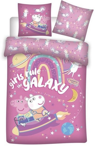 Peppa Pig Bettwäsche Peppa Wutz Lucie Locke Kinder Bettwäsche Set, Mikrofaser, Deckenbezug 135-140x200 cm Kissenbezug: 63X63 cm