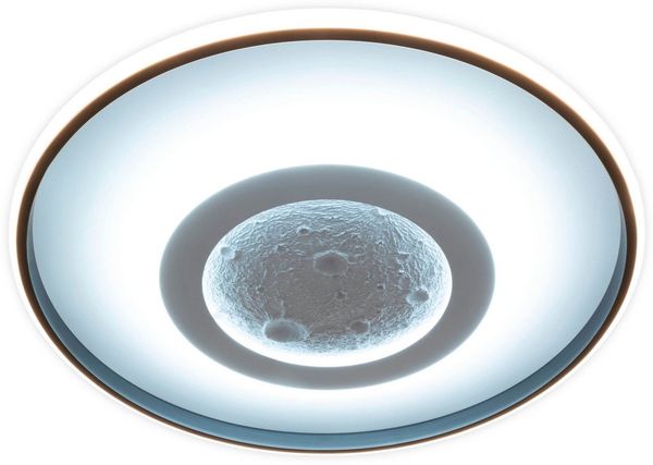 OTTO home LED Deckenleuchte Kessara, CCT - über Fernbedienung, Dimmfunktion, Memoryfunktion, Nachtlichtfunktion, RGB, dimmbar über Fernbedienung, LED fest integriert, warmweiß - kaltweiß, Mond (Mondstruktur), inkl. CCT, RGB Memory, Nachtlicht, Fernbedi...