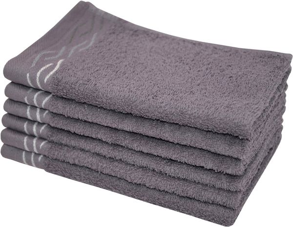 Dyckhoff Gästehandtücher Wave, Frottier (Set, 6-St), mit Jacquard-Bordüre