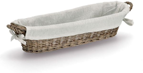 ZELLER Baguette-Korb 14175 mit Beutel, Weide und Canvas, 49 x 14 x 10 cm