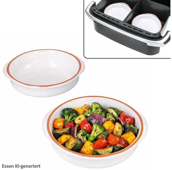MamboCat Auflaufform MamboCat 2er Set Airfryer Tonschalen weiß 16,5cm 300ml Cazuela Auflauf, Ton