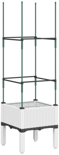 vidaXL Pflanzkübel mit Rankgitter Weiß 40x40x142,5 cm PP 367949