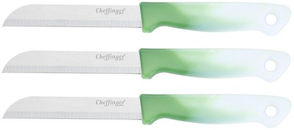 3 Stück Küchenmesser 18 cm mit ergonomischem Griff - vielseitig & pflegeleicht, Dunkelgrün