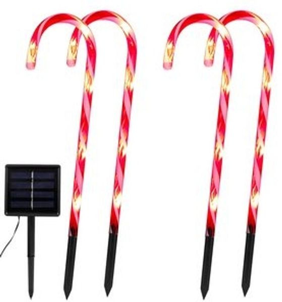 LMaxhome LED-Lichterkette Solar Weihnachten Zuckerstangen Lichter Gartenleuchte Deko, (4/5/8/10 Stück) 8 Modi Weihnachts Baum Beleuchtung Garten Party Außen Bild 6