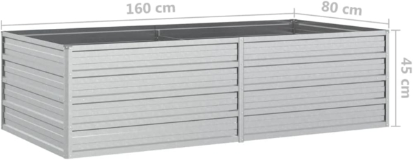 DELUKE® Hochbeet für Garten OSKAR Silber 160x80x45cm Verzinkter Stahl Hochbeet Metall Gartenbeet Kräuterbeet Blumenbeet Beet hoch Frühbeet für Garten Gemüsebeet Bild 2