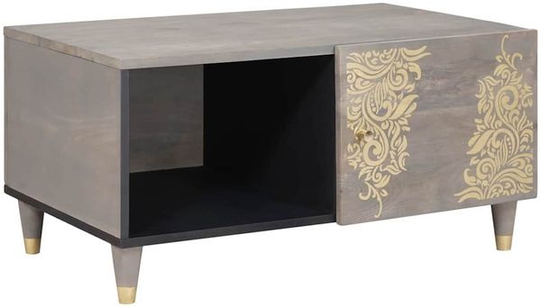 vidaXL Couchtisch Grau 80 x 50 x 40 cm Massivholz Mango 4018776
