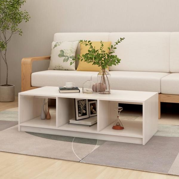 vidaXL Couchtisch Weiß 110x50x34 cm Massivholz Kiefer 809913