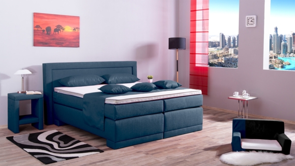 Meisterbetten Boxspringbett Rico 180x200 in W-Blue, Matratzenbezug Nano, Komfortschaum-Topper Bild 3