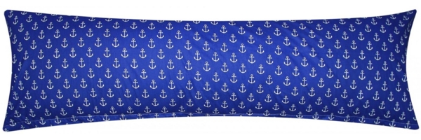 Heubergshop Seitenschläferkissenbezug, (1 Stück), 40x145cm Anker Dunkelblau Weiß 100% Baumwolle Renforcé (389-2-B)