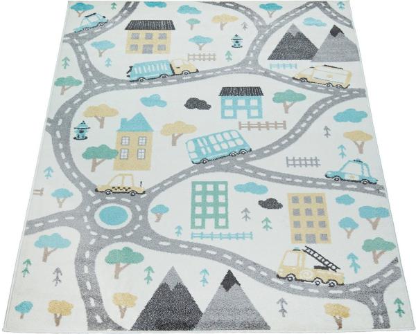 Paco Home Kinderteppich Nino 885, rechteckig, Höhe: 13 mm, Kurzflor, Straßen-Spiel-Teppich, Kinderzimmer