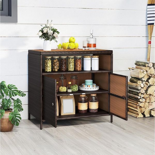 KOMFOTTEU Garten-Geräteschrank, Aufbewahrungsschrank mit Doppeltür, 90x53x66cm