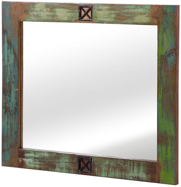 Spiegel Altholz 100x88x3 mehrfarbig lackiert NATURE OF SPIRIT #50