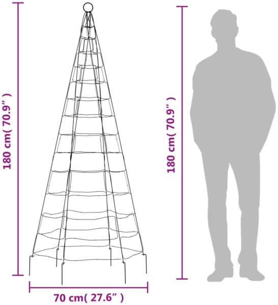 vidaXL LED-Weihnachtsbaum für Fahnenmast 200 LEDs Kaltweiß 180 cm Bild 6