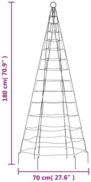 vidaXL LED-Weihnachtsbaum für Fahnenmast 200 LEDs Kaltweiß 180 cm Bild 4