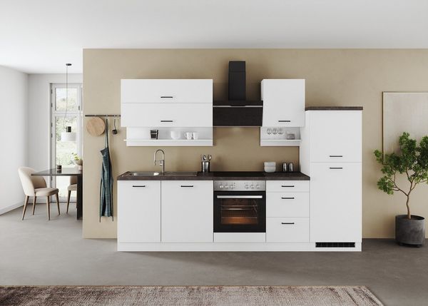 KOCHSTATION Küchenzeile KS-Frieda Breite 280 cm, wahlweise mit E-Geräten, mit 38mm starker Arbeitsplatte