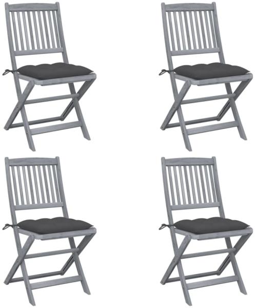 vidaXL Klappbare Gartenstühle 4 Stk. mit Kissen Massivholz Akazie 3064578
