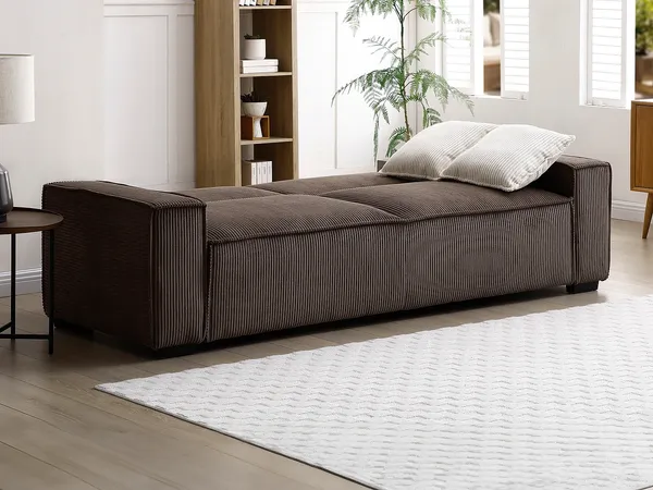 Vente-unique - SEKOTA Sofa SamtStoff Braun - B 94 cm x H 87 cm x L 230 cm