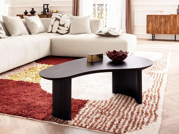 Vente-unique - TAMENIA Couchtisch Holz, Platte Schwarz - B 70 cm x H 45 cm x L 120 cm