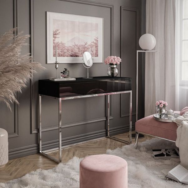 Lookway Konsolentisch BLANCO GLAMOUR auf verchromtem Gestell