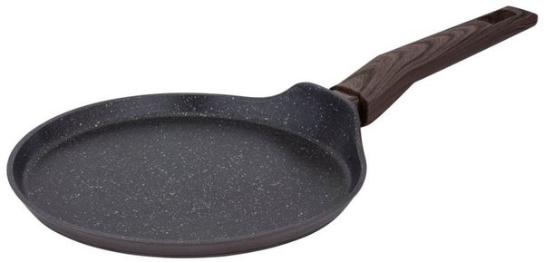 RESTO Kitchenware Crêpepfanne Carina, Pfannkuchenpfanne mit holzähnlichem Soft-Touch-Griff, Aluminium (1-tlg), mit Marmor-Antihaftbeschichtung, 4-lagig, für alle Herdarten geeignet