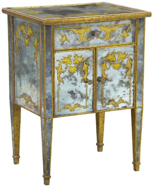 Casa Padrino Luxus Barock Kommode Antik Gold / Gold 52 x 41 x H. 71 cm - Verspiegelter Mahagoni Nachttisch - Nachtkommode - Barock Möbel