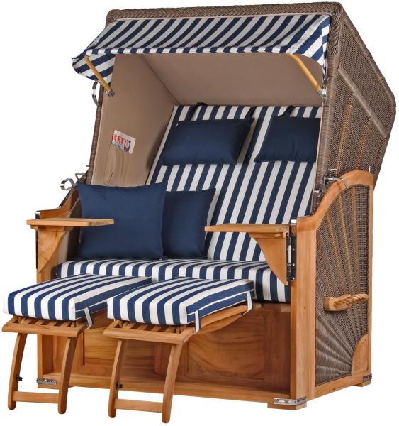 Strandkorb Komplettset - bene living - Schaalsee Teak - PE grau - Modell 518 - inkl. Liftersystem