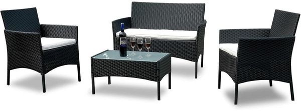 Polyrattan Gartenmöbel Set 7-teilig inkl. Sitzpolster Tisch Braun