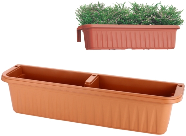 Blumenkasten Balkongeländer Balkon Blumenkasten Balkonkasten mit Halterung Balkonkasten Geländerkasten Balkonkasten mit Wasserspeicher terracotta 80 cm
