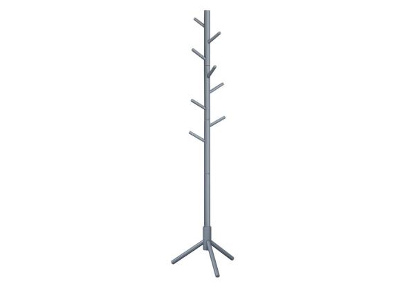 Garderobenständer, freistehender Kleiderständer, Garderobe aus Massivholz, in Baumform, mit 8 Haken, für Kleidung, Hüte, Taschen, Flur, Eingangsbereich, Grau, von Songmics RCR04GY