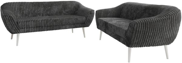 Wohnzimmerset Möbelset PIRS 3-3, Armlehnen, Wellenfederung, weiße Füße, Dreisitzer Sofa, Polstermöbel Set - Hellgrau Velvet Bild 7