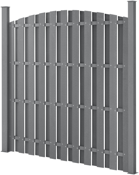 WPC Gartenzaun mit Rundbogen (165-185)x562 cm Grau [neu. holz] Bild 3