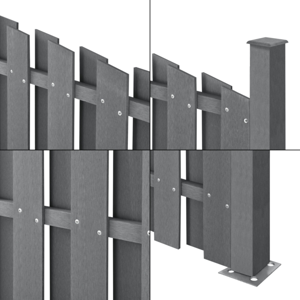 WPC Gartenzaun mit Rundbogen (165-185)x562 cm Grau [neu. holz] Bild 6