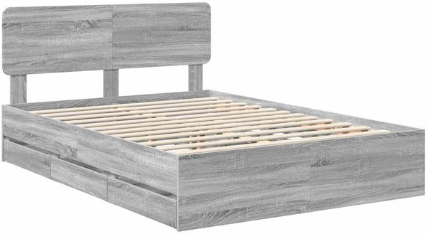 vidaXL Bettrahmen Graues Sonoma 140 x 200 cm Holzwerkstoff 3412183 Bild 4