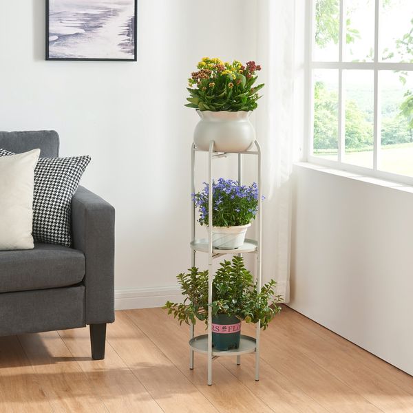 Blumenständer Altena 94,5x27x27 cm Hellgrau [en. casa]