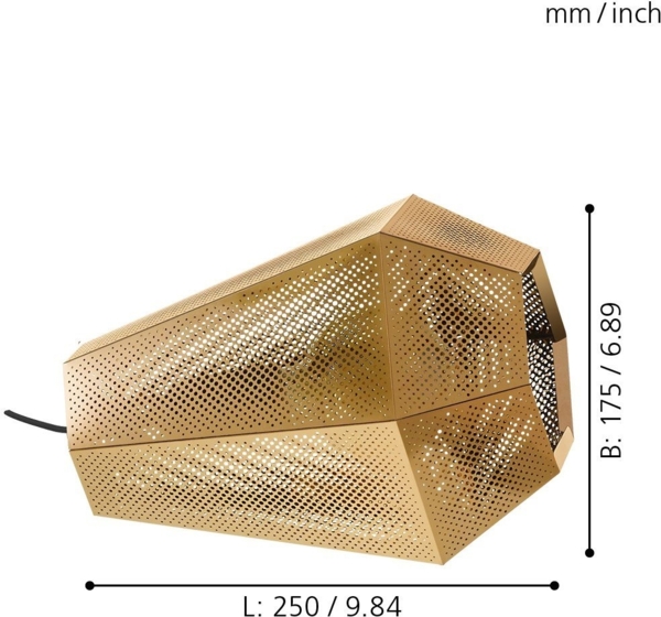 Eglo 43229 Tischleuchte CHIAVICA 1 messing E27 1X28W L:25cm B:17,5cm H:20,5cm mit Kabelschalter