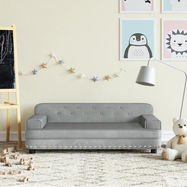 vidaXL Kindersofa Hellgrau 90x53x30 cm Samt 3196280