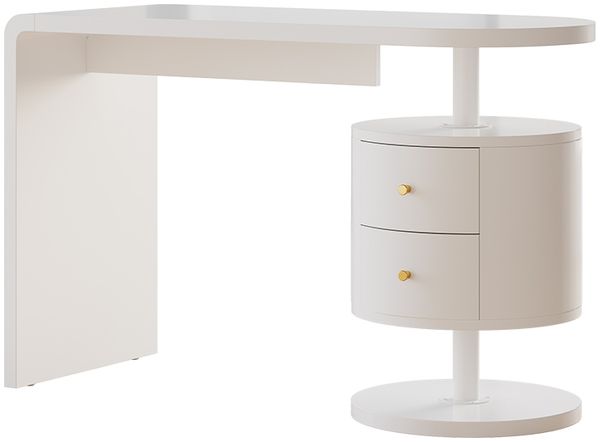 Schreibtisch Lara Weiß Hochglanz 120 x 50 cm mit 2 Schubladen Vicco