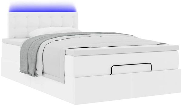 vidaXL Ottoman-Bett mit Matratzen & LEDs Reinweiß 120x200cm Kunstleder 3312148 Bild 6