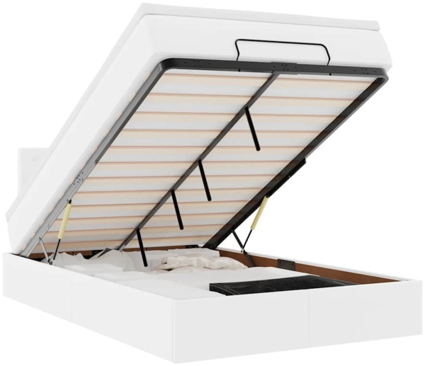 vidaXL Ottoman-Bett mit Matratzen & LEDs Reinweiß 120x200cm Kunstleder 3312148