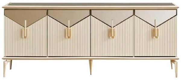 JVmoebel Sideboard Luxus Sideboard Anrichte Schrank Kommode Holzschrank Holz Beige Gold (1 St, Sideboard), Made in Europa
