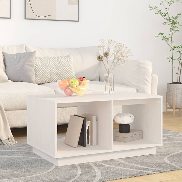 vidaXL Couchtisch Weiß 80 x 50 x 40 cm Massivholz Kiefer [814435]