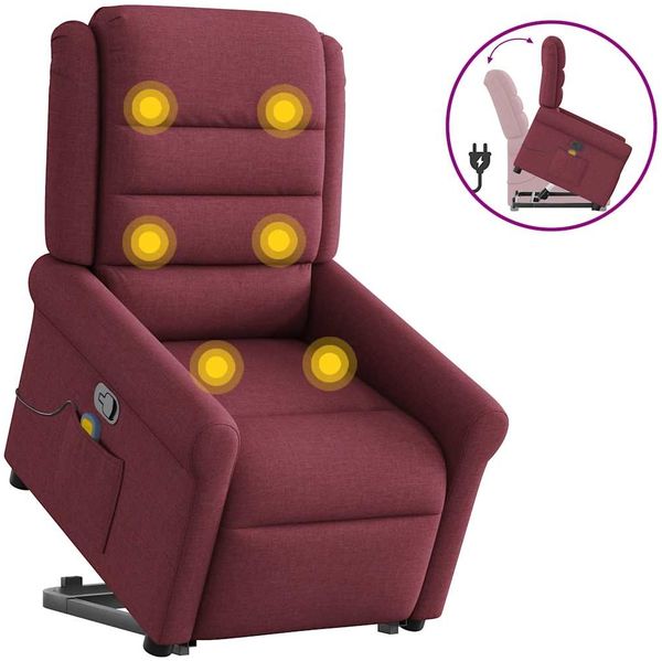 vidaXL Massagesessel mit Aufstehhilfe Weinrot Stoff 3303327